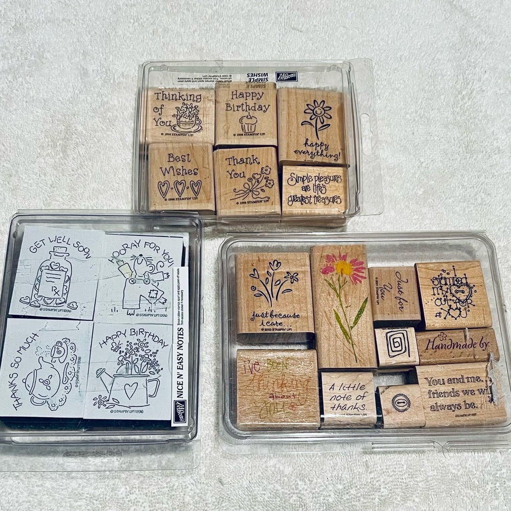 Stampin' Up! Wooden Stamp Set - Notes, Simple Wishes, and Assorted Designs